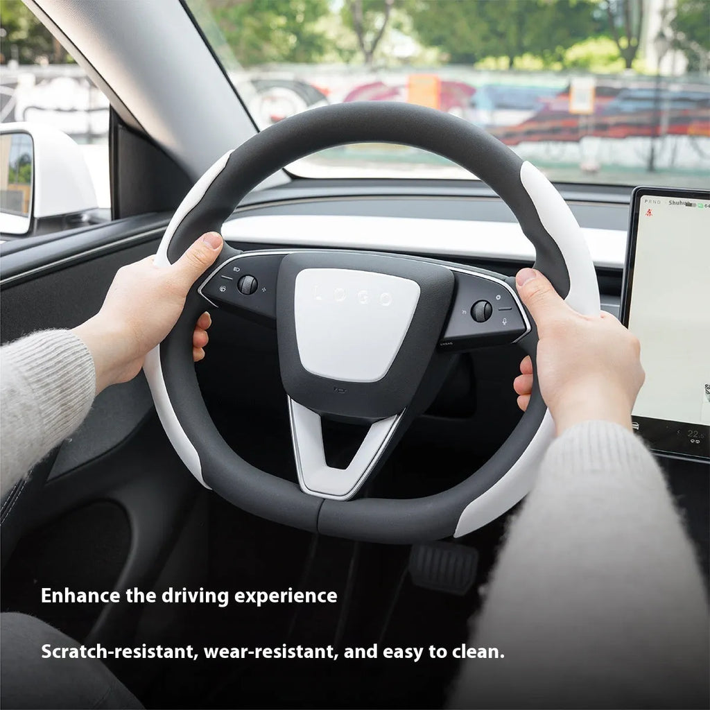 White steering wheel protective patch for car interior renewal with scratch resistant plastic AB construction