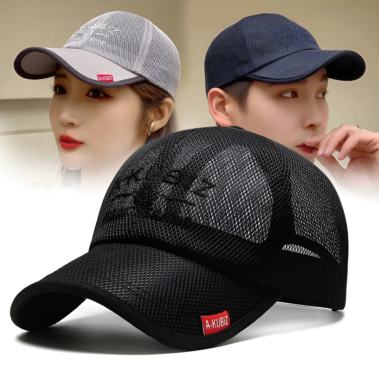 Men's adjustable cotton mesh baseball cap in Army Green colour on a white background.
