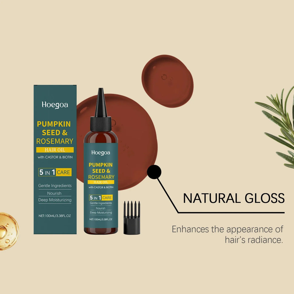 Rosemary essential oil hair care set with 100ml bottle, pointed applicator nozzle, and hair comb