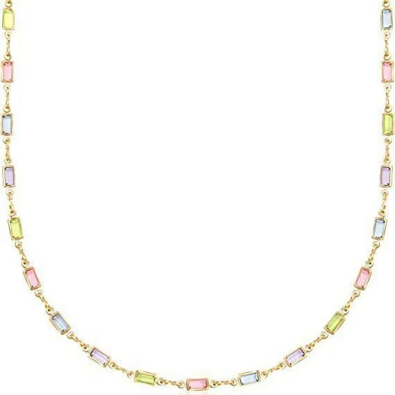 Ladies geometric crystal necklace with alloy pendant on adjustable 41-50cm chain