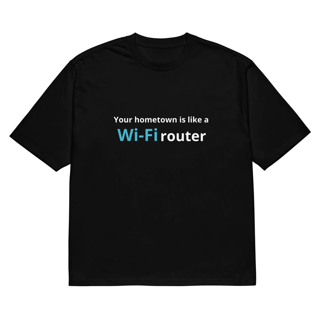 Black men's loose fit T-shirt with a 3D digital printed cartoon pattern on the front.
