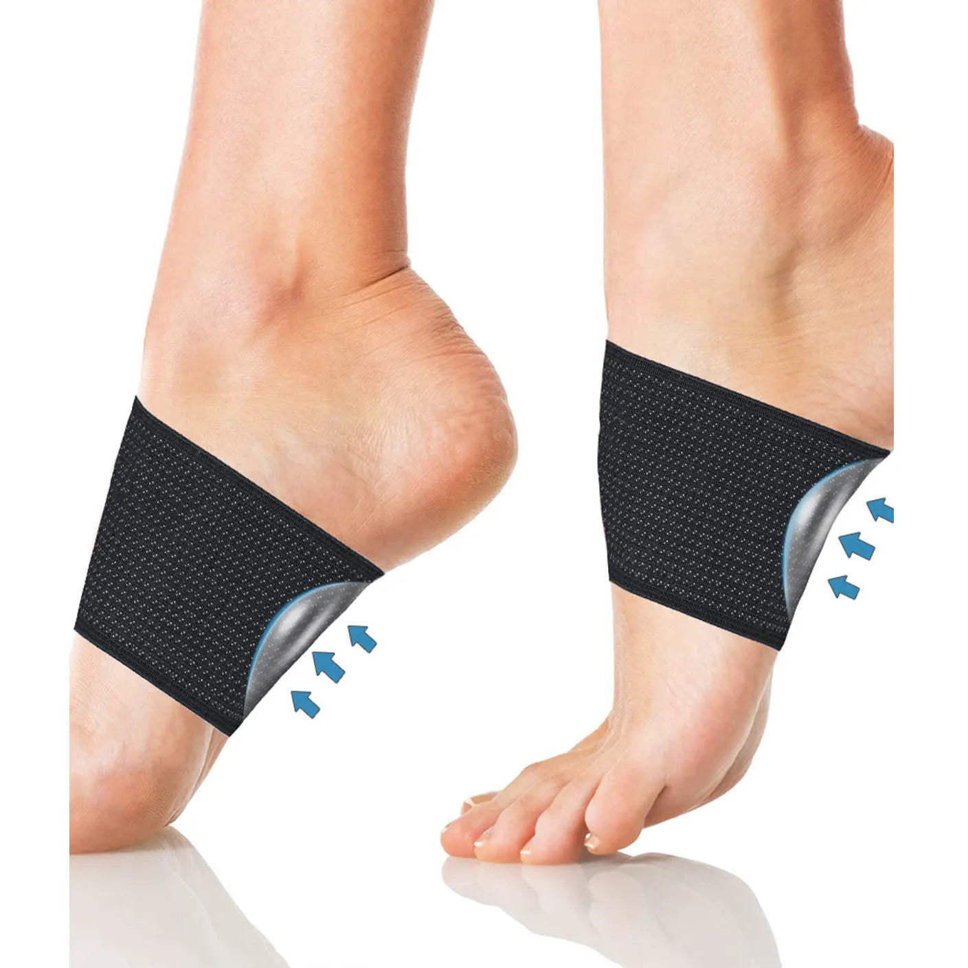 Elastic foot bandage cover with heart pad design for arch support