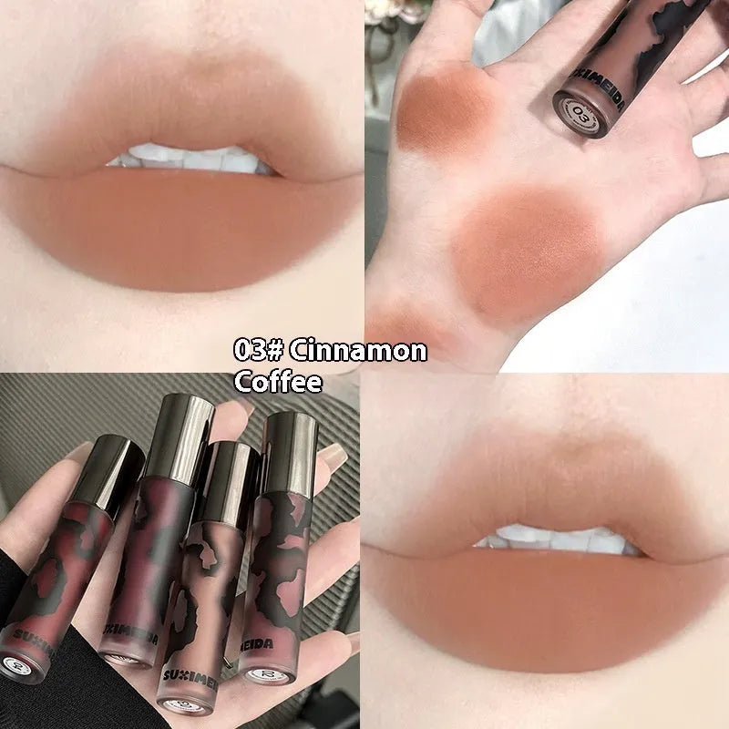 Lava Secret Matte Lip Mud Lipstick in a 3.2g stick showing five colour shades.