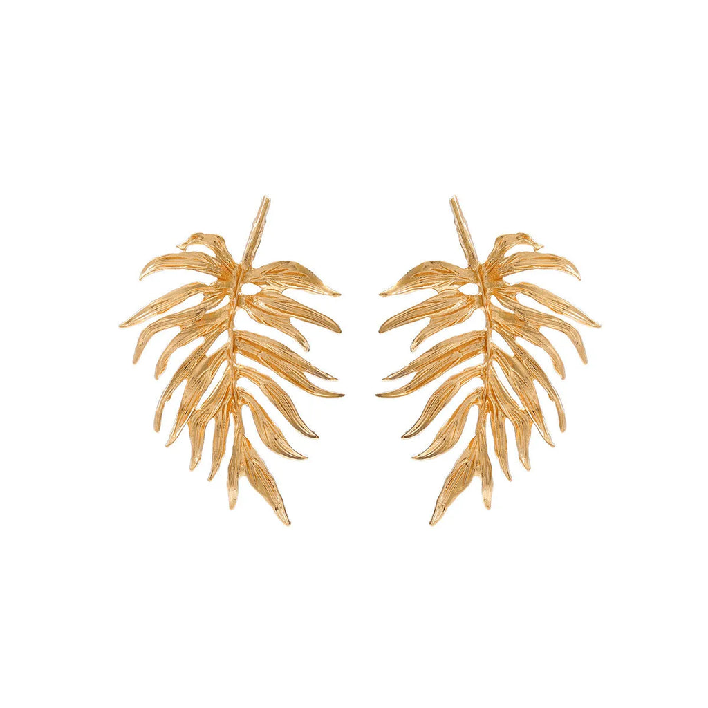 Gold and silver leaf-shaped geometric earrings for women made from zinc alloy affordable luxury style