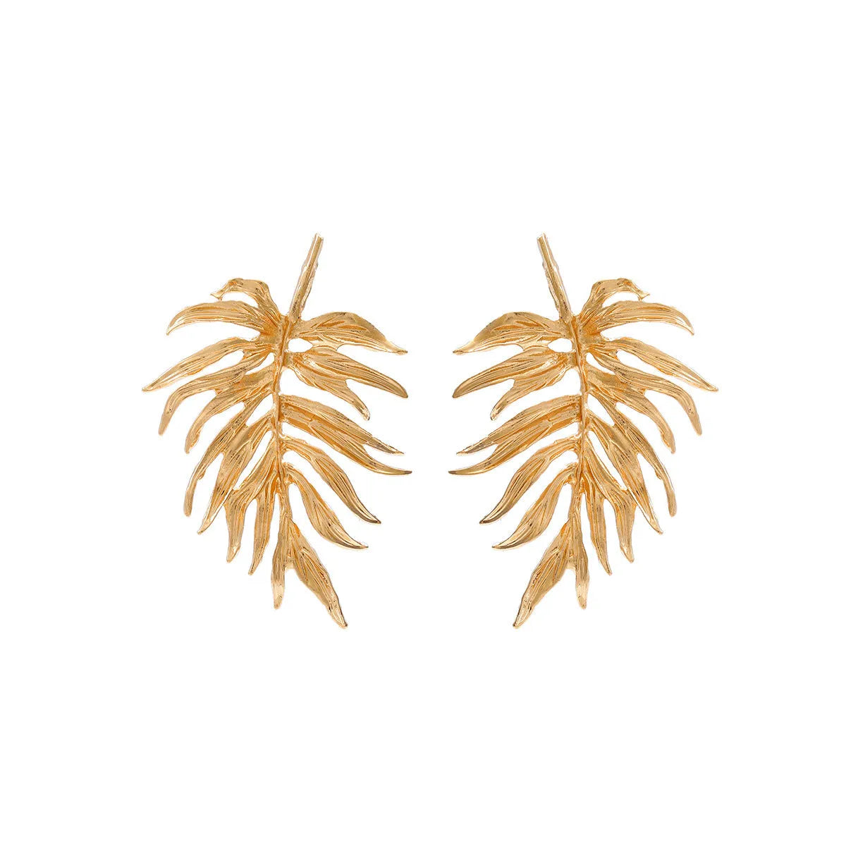 Gold and silver leaf-shaped geometric earrings for women made from zinc alloy affordable luxury style