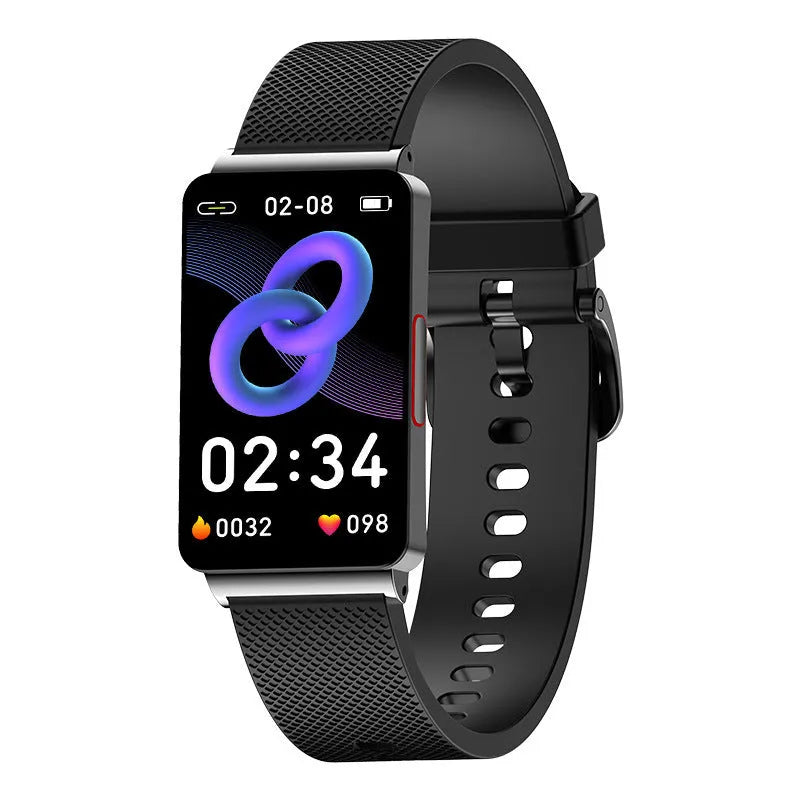 EP08 blood glucose smart bracelet with TPU strap in black, gold, or silver colours