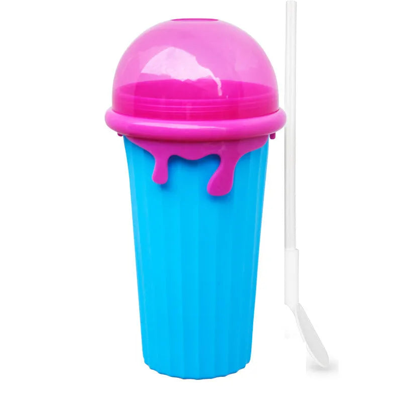 Blue 500ml slushy maker cup for quick-frozen smoothies and homemade juice