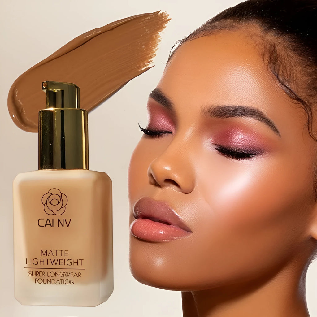 Wheat colour liquid foundation cream with black and white blend agents for mixed skin types