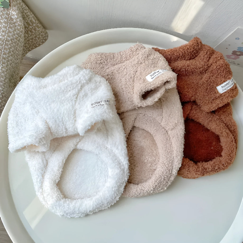 Double-sided cloud velvet thickened puppy clothes for dogs in blue, brown, green, khaki, pink and white