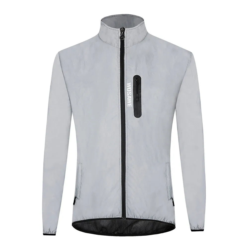 Silver waterproof polyester long sleeved top with European sizing from S to 3XL
