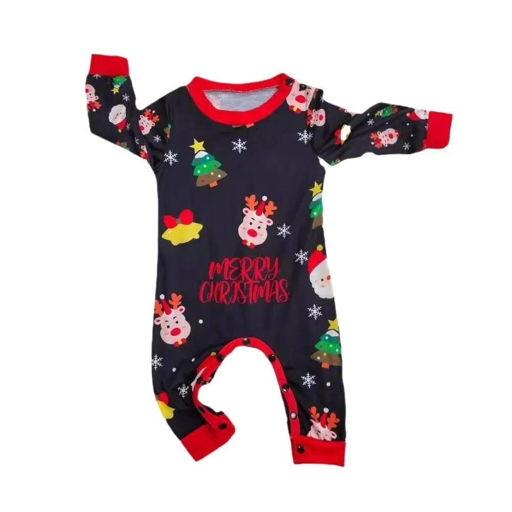 Family Christmas matching pajamas set in cotton plaid print showing coordinated adult, child and pet sizes