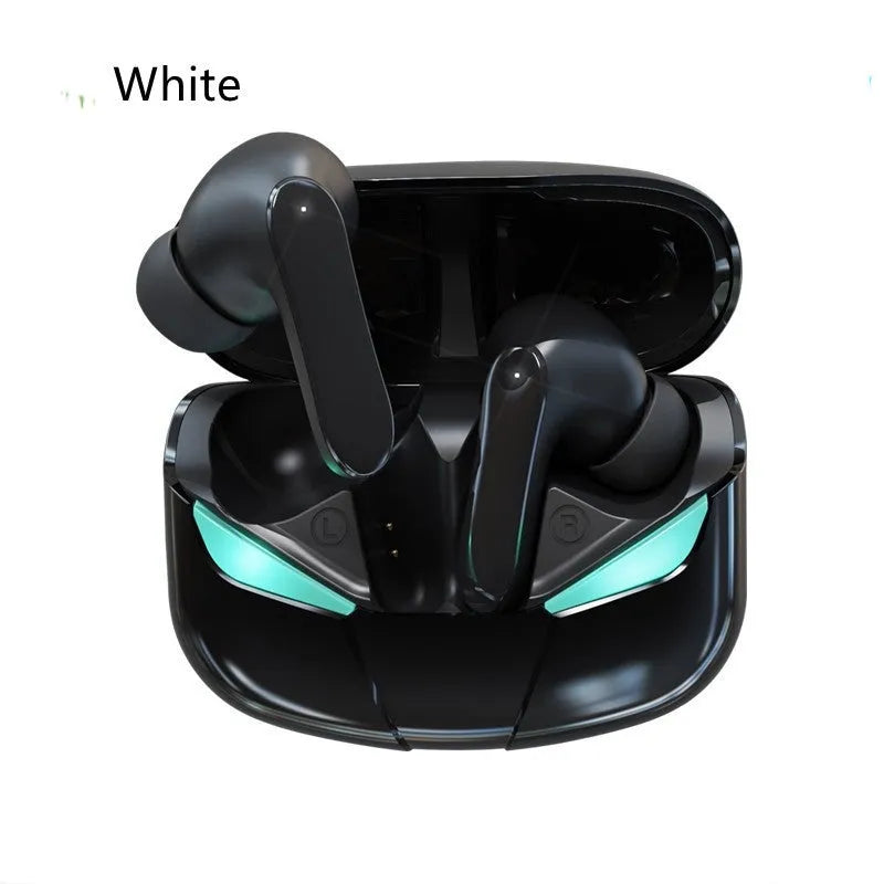 TWS wireless in-ear sports headphones in black or white colour with bilateral stereo configuration