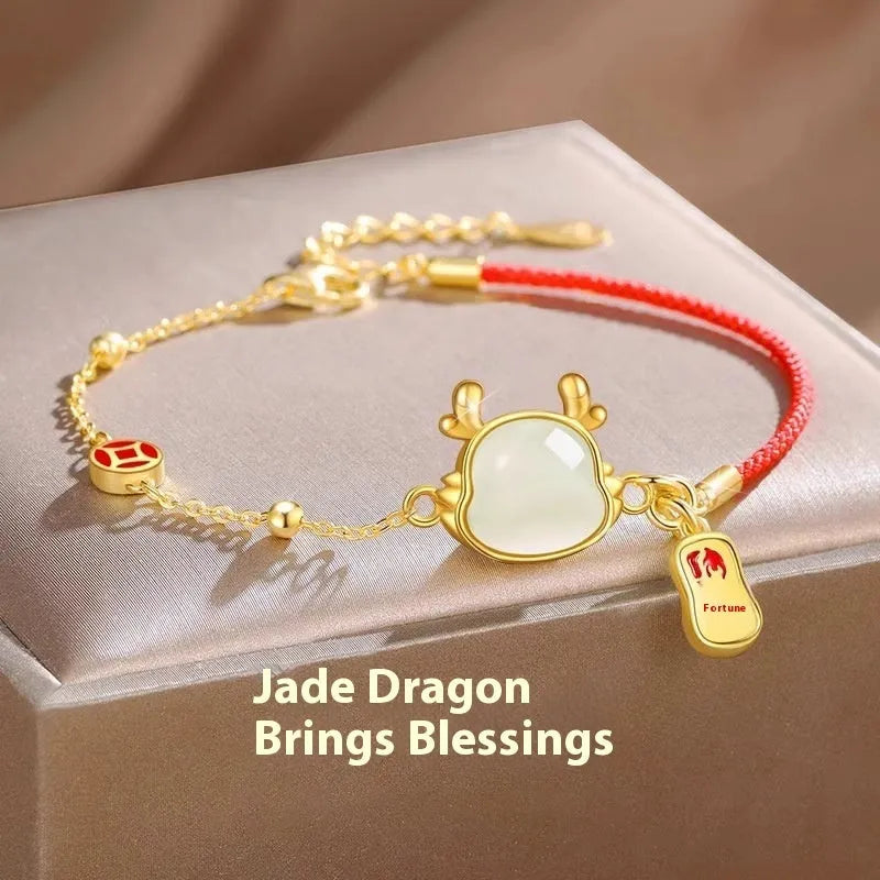 Women's silver-plated Dragon Zodiac bracelet with New Chinese style design and electroplated finish