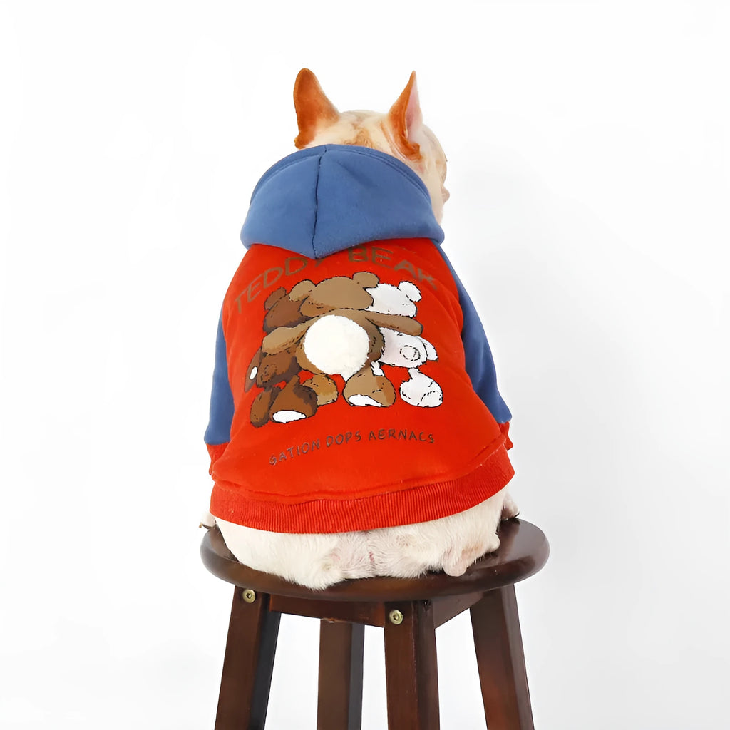 Red cotton dog jumper for small and medium breeds including Teddy and Bichon