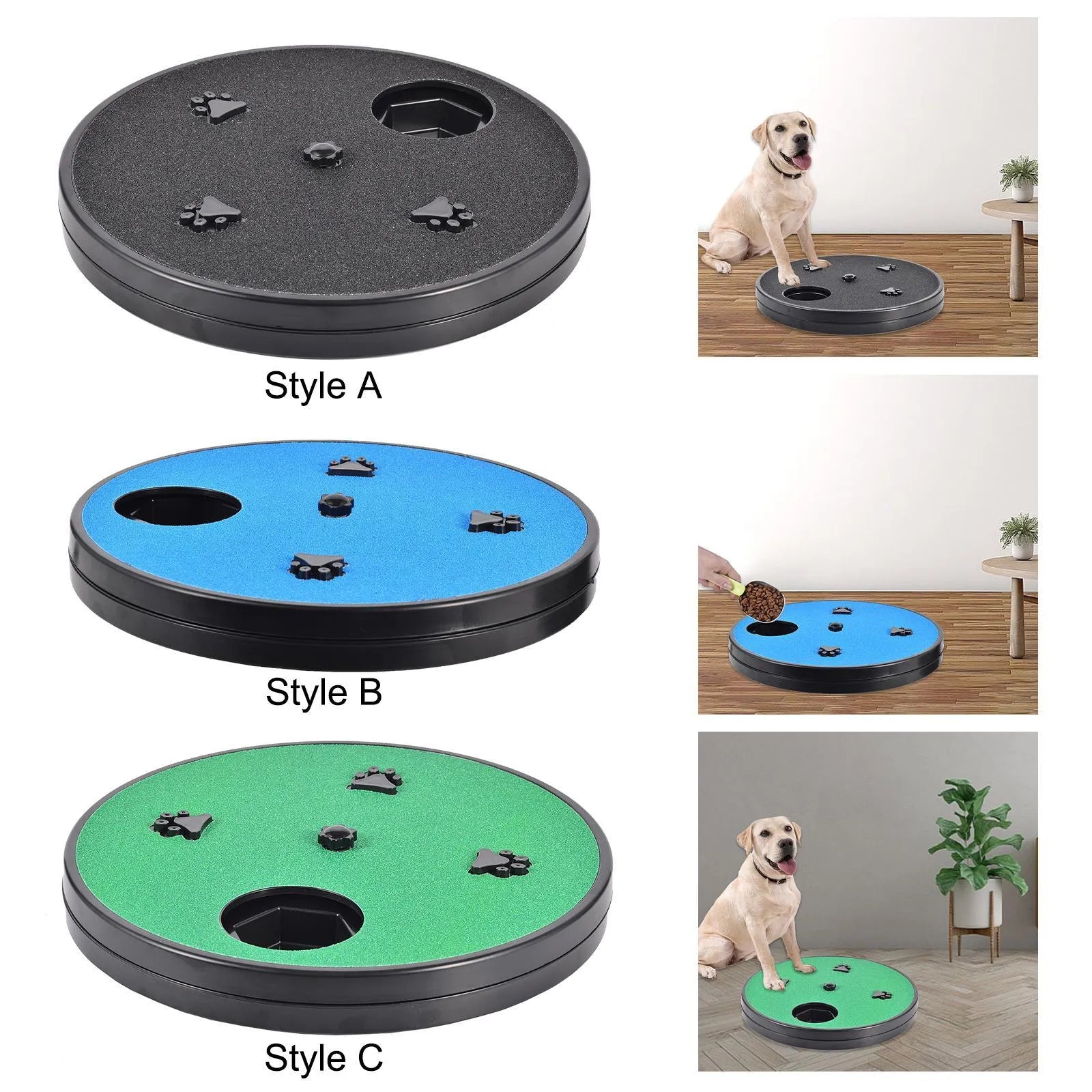 33cm square dog nail file board with suction cup base and rotating slow feeder compartments