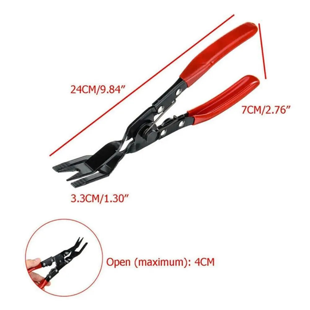 Blue automotive trim removal pliers with 235mm forged steel construction for door panel clips
