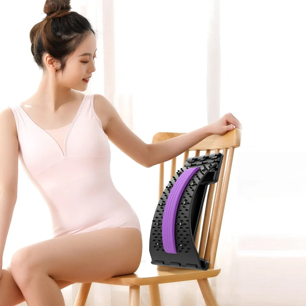 Adjustable back cracker massager with multiple massage heads in rectangular trapezoid shape