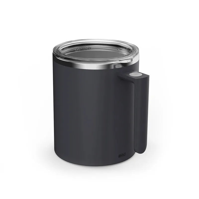 Portable automatic mixing coffee cup with magnetic stirring and stainless steel interior