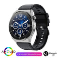 Black silicone strap smartwatch with silver case vinyl, showing TFT touch screen displaying heart rate data