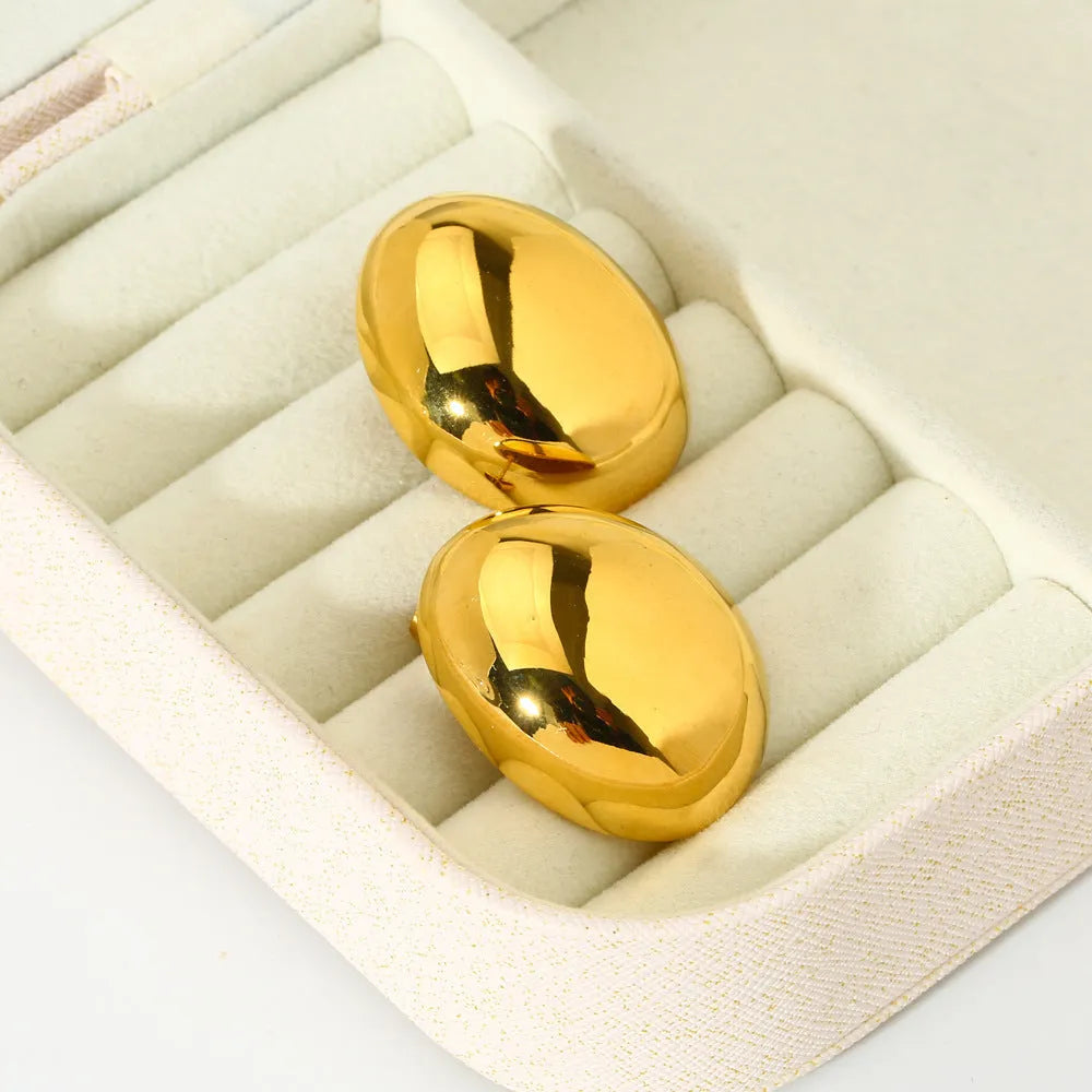 Geometric stainless steel ear studs with glazed surface in DFE139 electroplated colour
