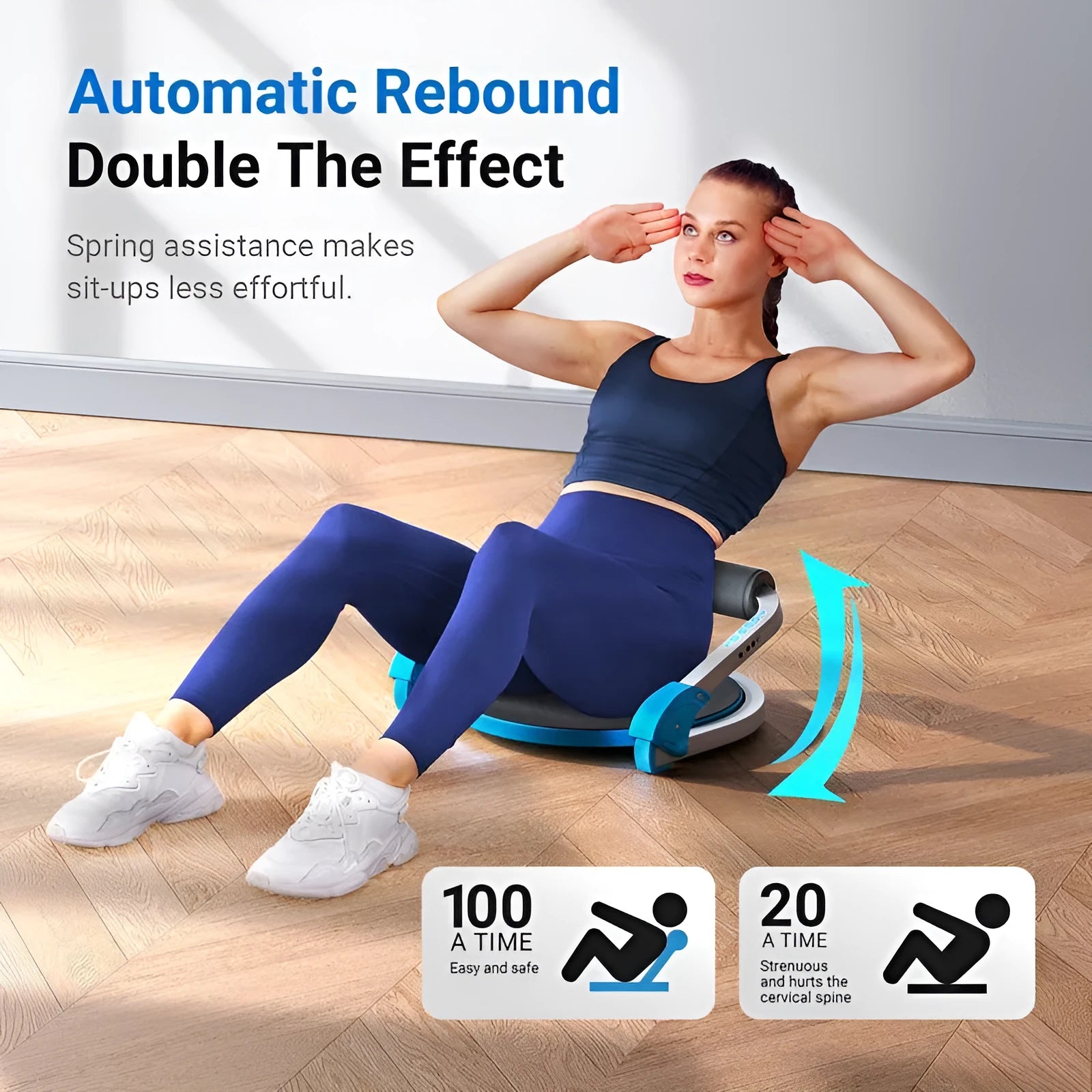 Red and sky blue portable abdominal exercise device for core workouts