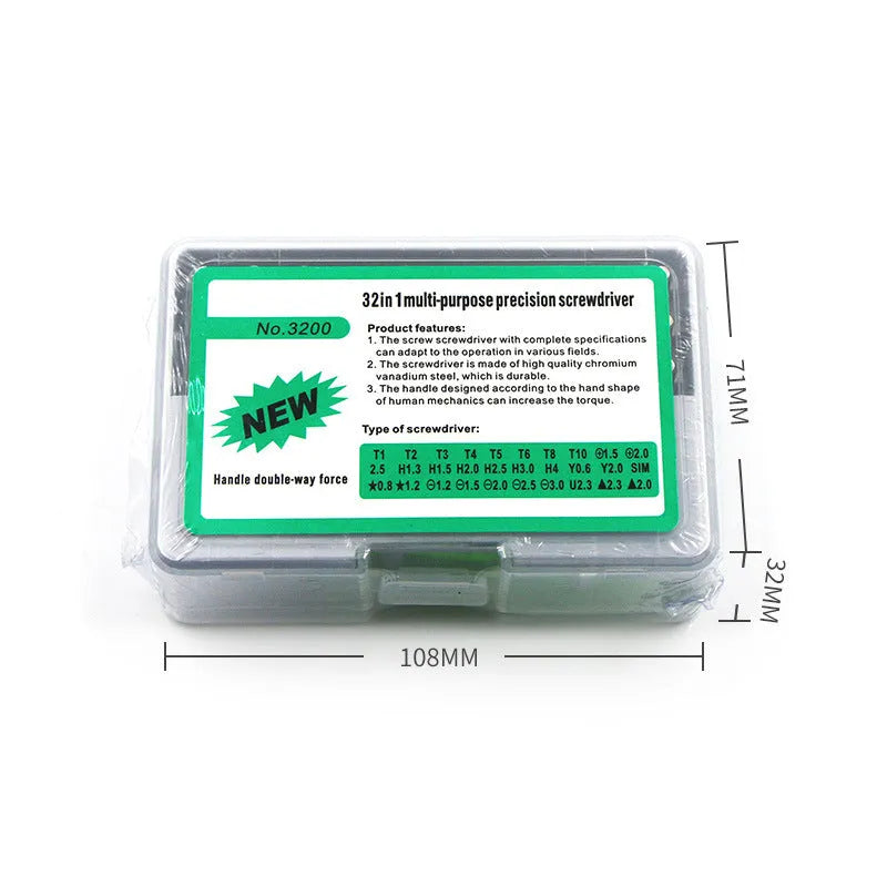 32-in-1 precision screwdriver set for electronics repair with magnetic bits in combination case