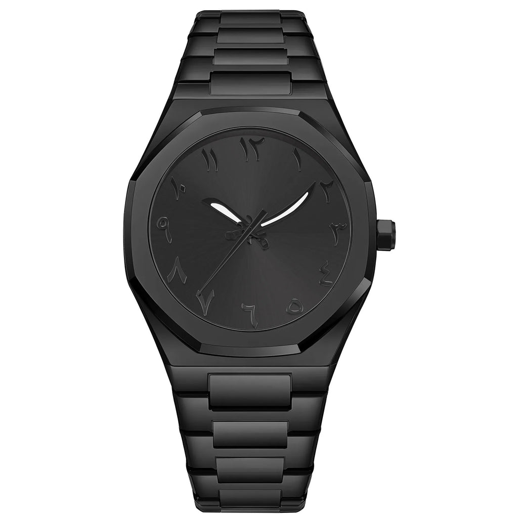 Men's business casual stainless steel quartz watch with 10mm thickness on wrist