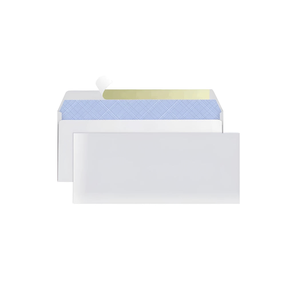Blue anti-opening self-adhesive confidential envelope measuring 105mm by 240mm with tamper-evident seal