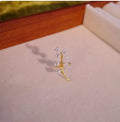 Sterling silver Linglan flower ear clip with plant and flower pattern and adjustable opening
