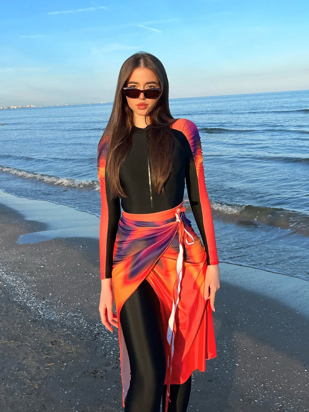 Women's conservative style polyester bikini three-piece set in colour 427.