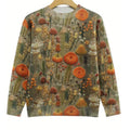 Little Flower digital printed round neck sweater in a floral pattern, available in multiple colours.