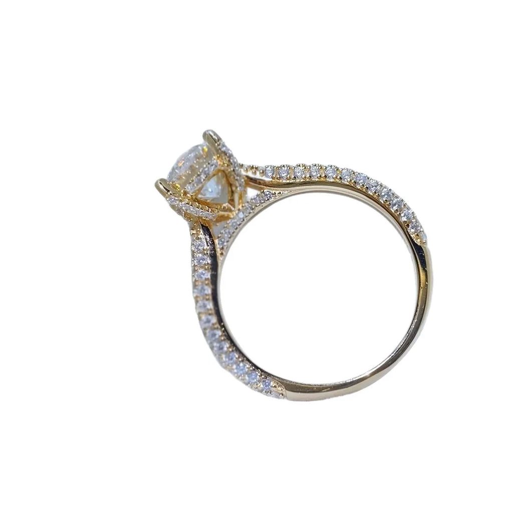 Copper plated alloy ring with moissanite diamond, elegant Style1 design for women