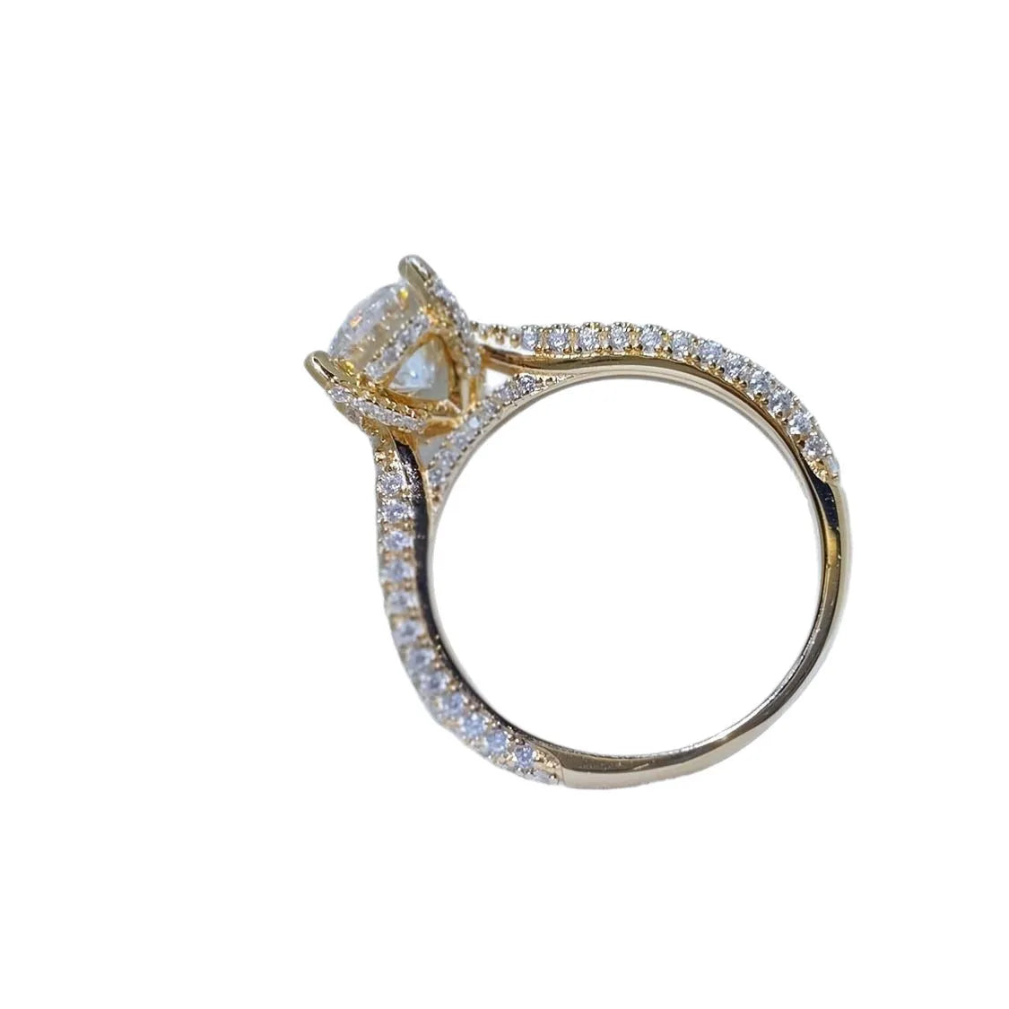 Copper plated alloy ring with moissanite diamond, elegant Style1 design for women