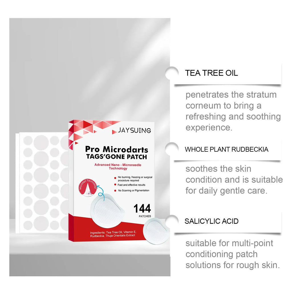 Micro needle wart removal care patches with tea tree oil and vitamin E in 144 patch treatment kit
