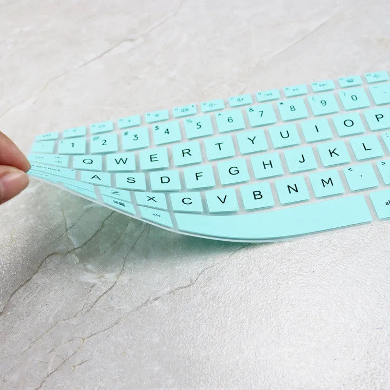 Silicone laptop protective cover for HP 15 fingerprint model in translucent mint colour