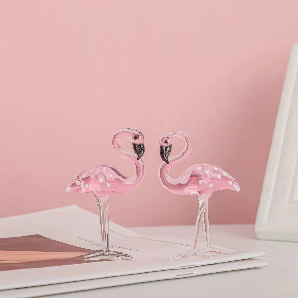 Pink crystal flamingo decorative ornament for tabletop display