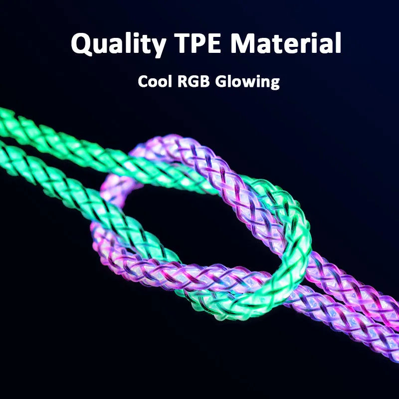 Colourful phantom gradient 1.2m data cable with Lightning, Micro USB and TYPE-C connectors