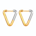 Set of four titanium steel gradual gold geometric earrings: square, triangle, love, pentagram