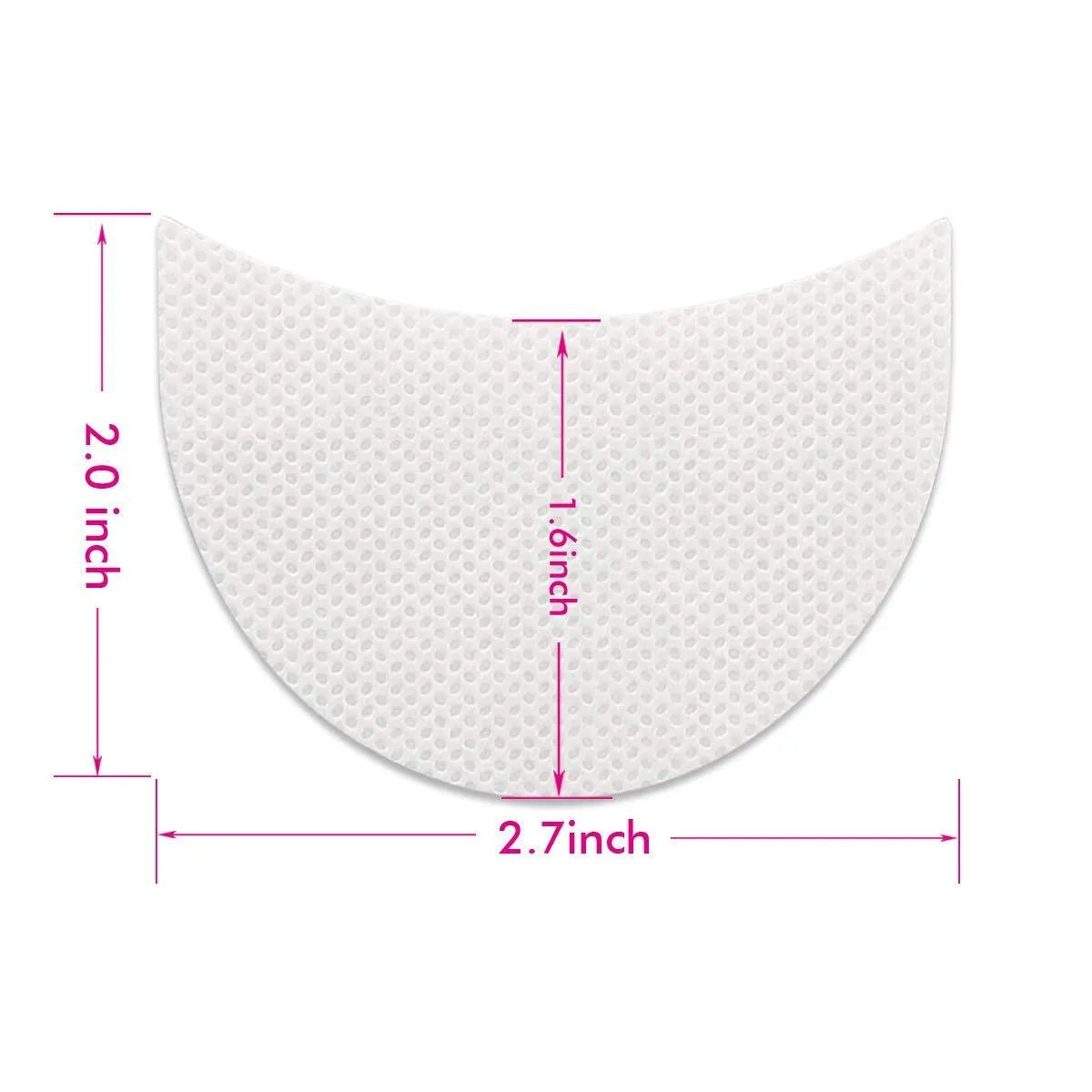 Pack of half-moon shaped disposable eyeshadow shields on a pink background