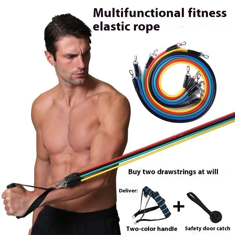 Multi-functional door sports 11-piece set with a combination pulling rope for home fitness training.