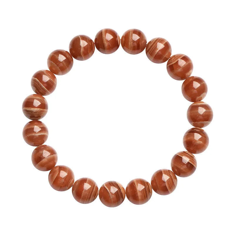Natural rhodochrosite mineral bracelet with geometric beads in old mine colour
