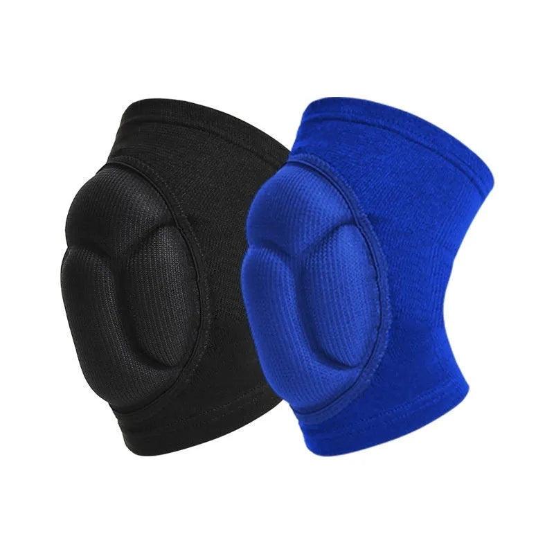 Black and blue thick sponge volleyball and dance kneepad for knee protection.