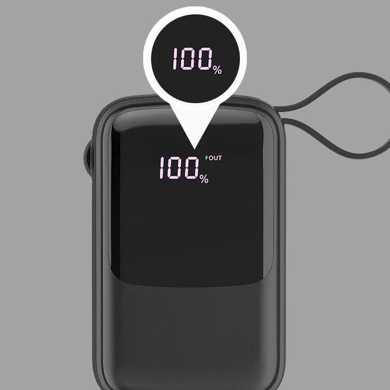 Portable power bank in black 10000mAh polymer lithium battery multi-U port output plastic shell