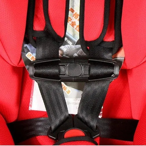 Black PA66 nylon seat belt clip for child car seat harness measuring 14.5cm by 4cm