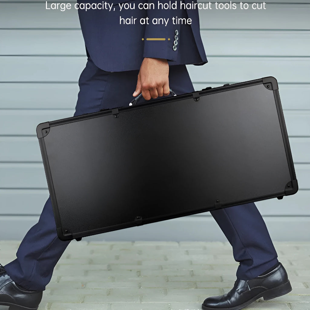 PVC suitcase-style storage box for hairdressing tools in black, gold or white colour options