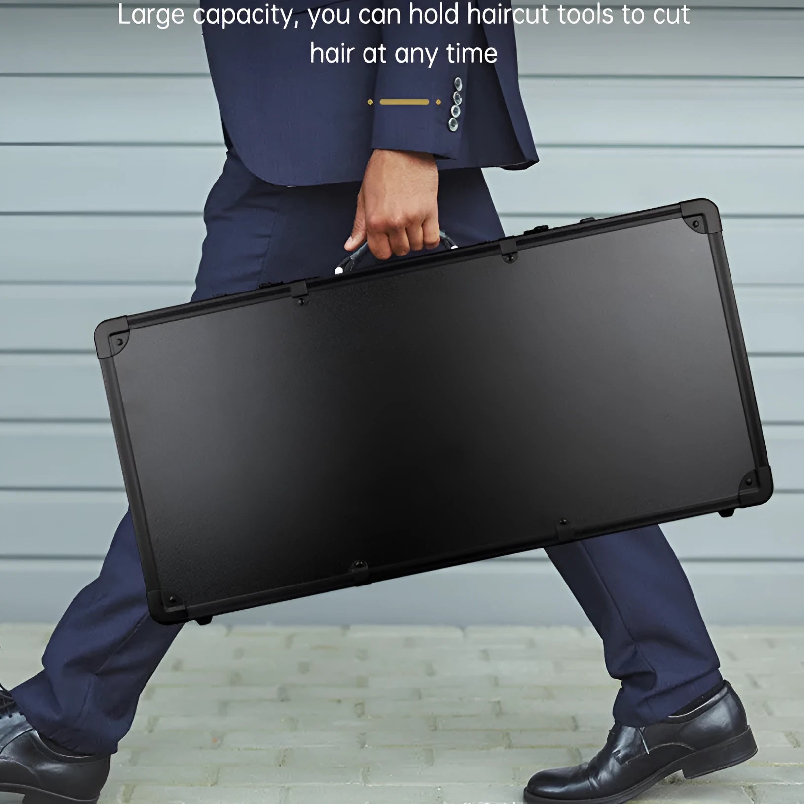 PVC suitcase-style storage box for hairdressing tools in black, gold or white colour options
