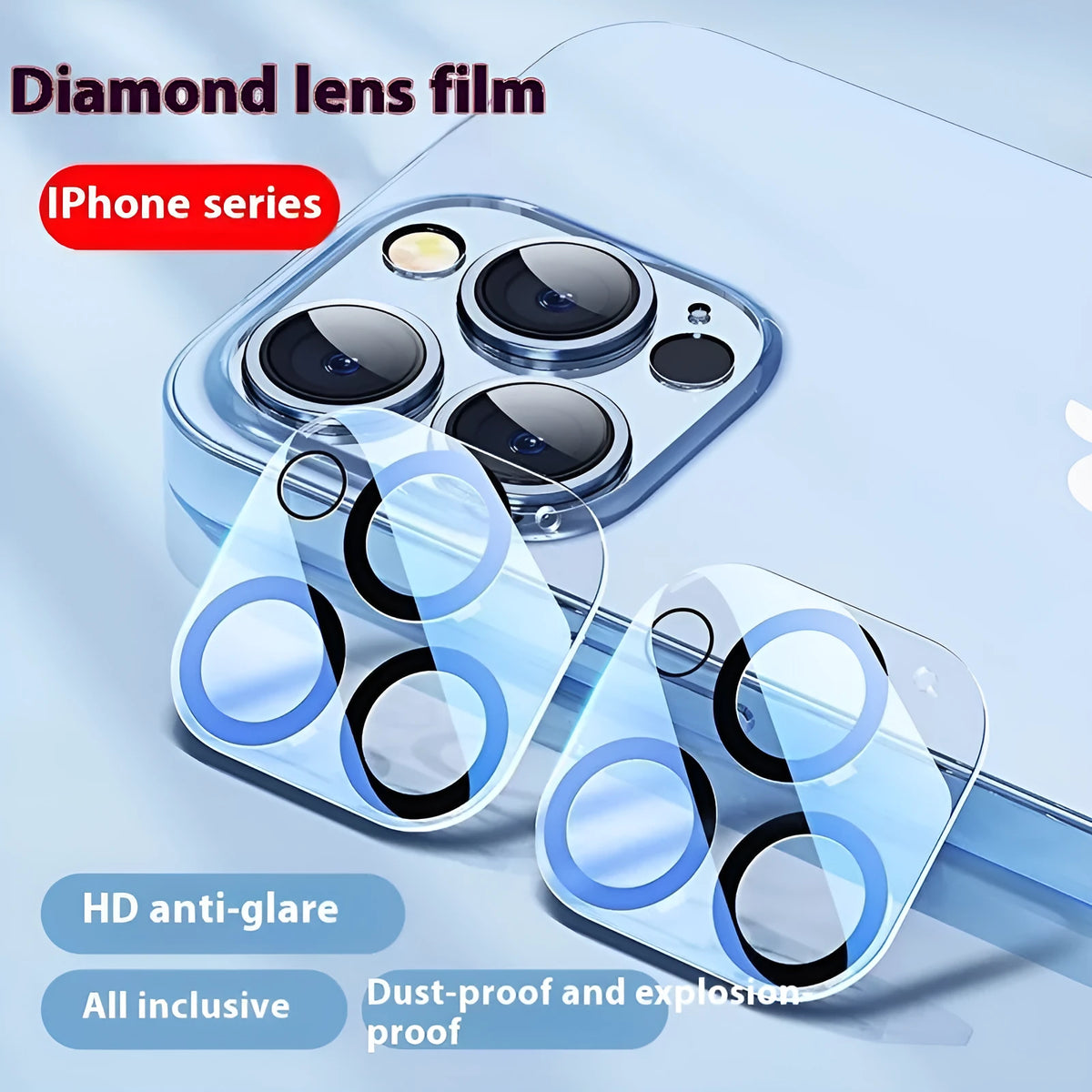 Tempered glass camera lens protector film for iPhone 11 to 15 rear camera, transparent or silk screen