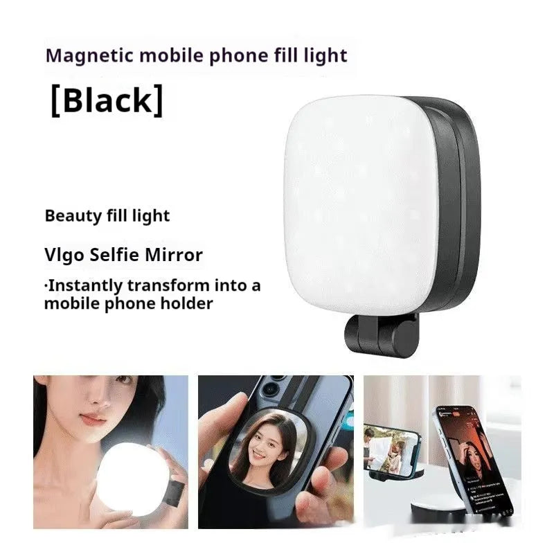 Mobile phone magnetic selfie fill light with dimmable LED ring and three colour temperature settings