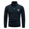 Men's velvet stand collar thickened sweater in beige, straight cut pullover with long sleeves for winter