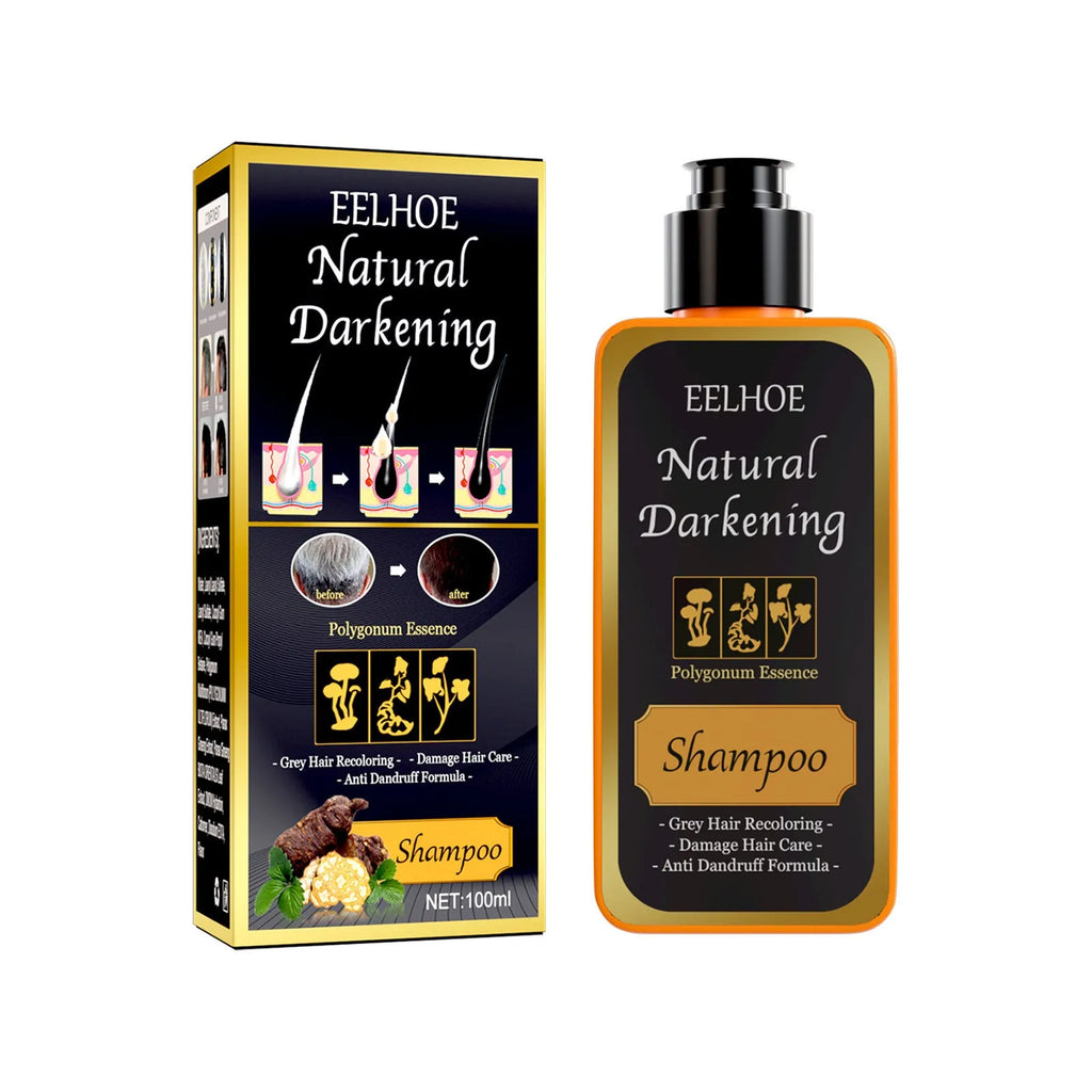 Boxed 100ml bottle of Polygonum Multiflorum Shampoo for natural colour restoration and scalp care.